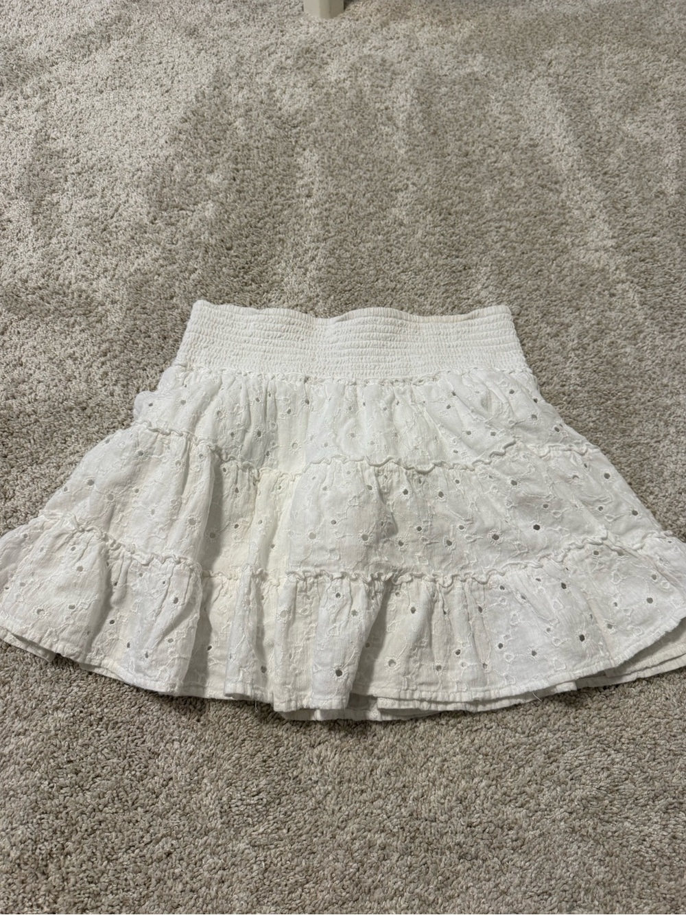 American Eagle Outfitters White Eyelet Tiered Skirt